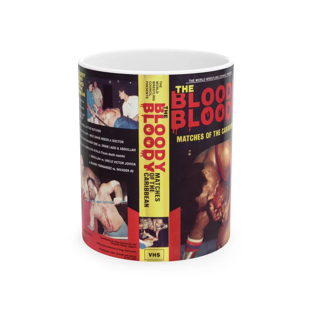 THE BLOODY BLOODY MATCHES OF THE CARIBBEAN (VHS COVER) - White Coffee Mug-11oz-Go Mug Yourself