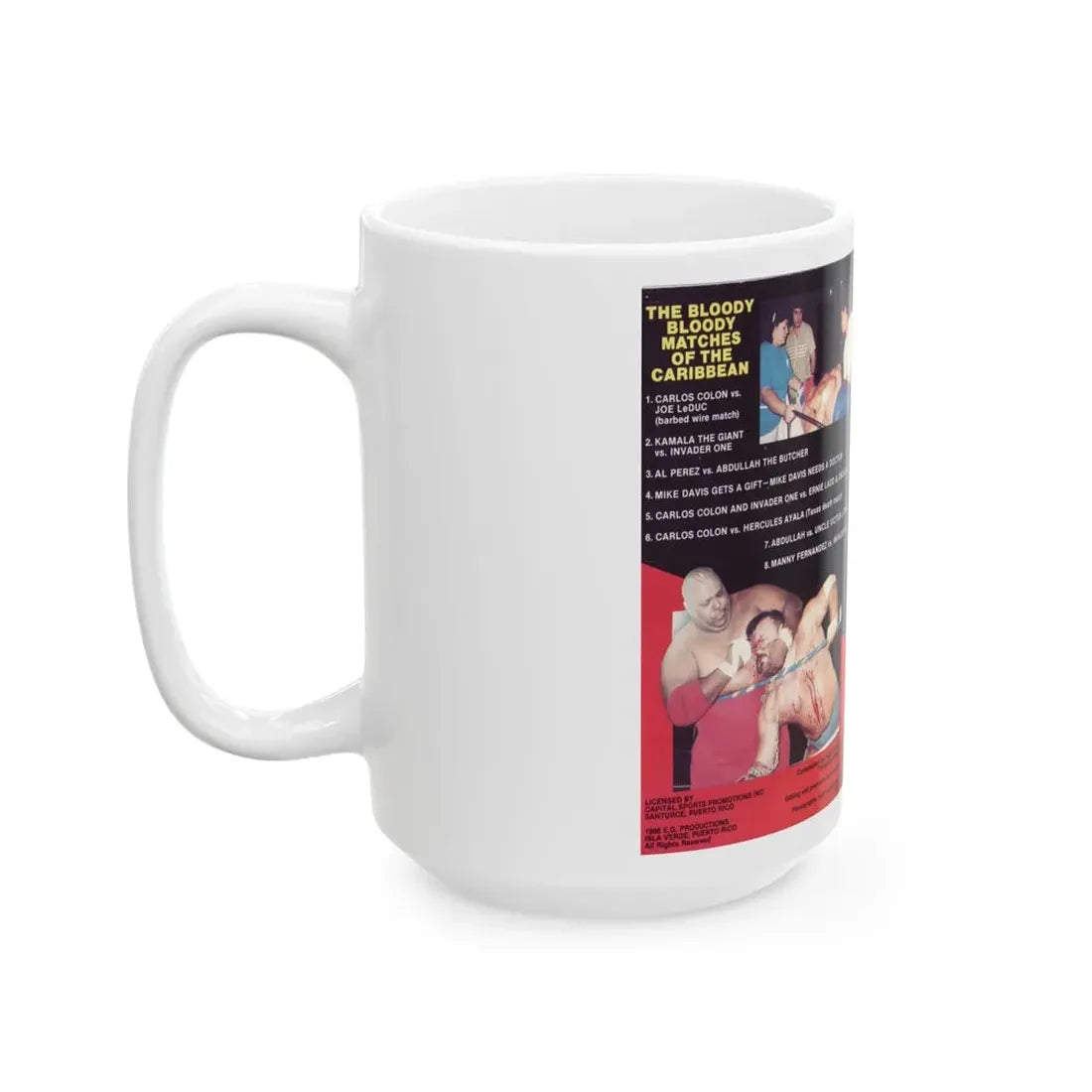 THE BLOODY BLOODY MATCHES OF THE CARIBBEAN (VHS COVER) - White Coffee Mug - Go Mug Yourself