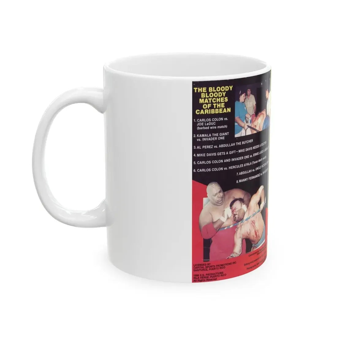 THE BLOODY BLOODY MATCHES OF THE CARIBBEAN (VHS COVER) - White Coffee Mug - Go Mug Yourself