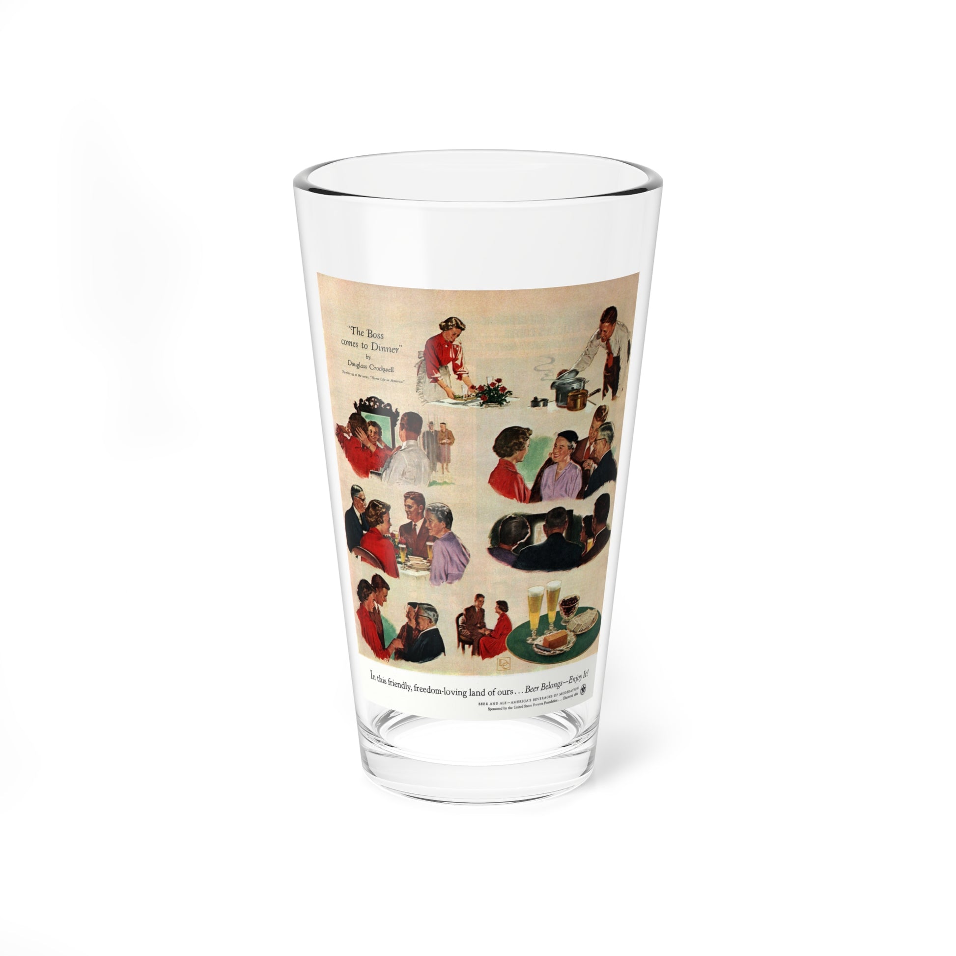 The Boss comes to Dinner, McCall's, May 1954 (Magazine Illustration) Pint Glass 16oz-16oz-Go Mug Yourself