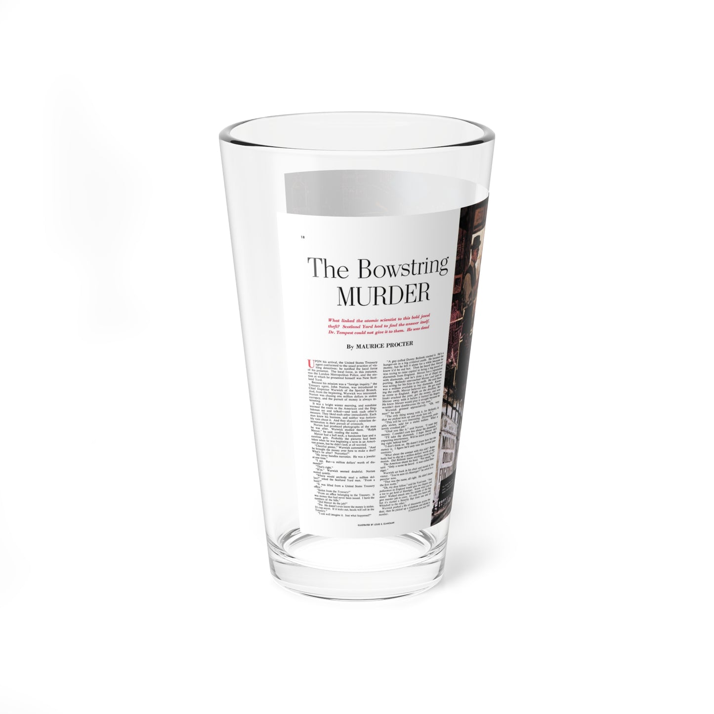 The Bowstring Murder, Collier's, November 1, 1952 (Magazine Illustration) Pint Glass 16oz-Go Mug Yourself