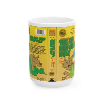 THE BOY WHO CRIED WOLF PLUS THE EMPERORS NEW CLOTHES (VHS COVER) - White Coffee Mug 15oz - Go Mug Yourself