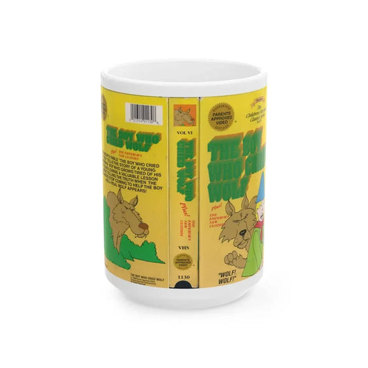 THE BOY WHO CRIED WOLF PLUS THE EMPERORS NEW CLOTHES (VHS COVER) - White Coffee Mug 15oz - Go Mug Yourself