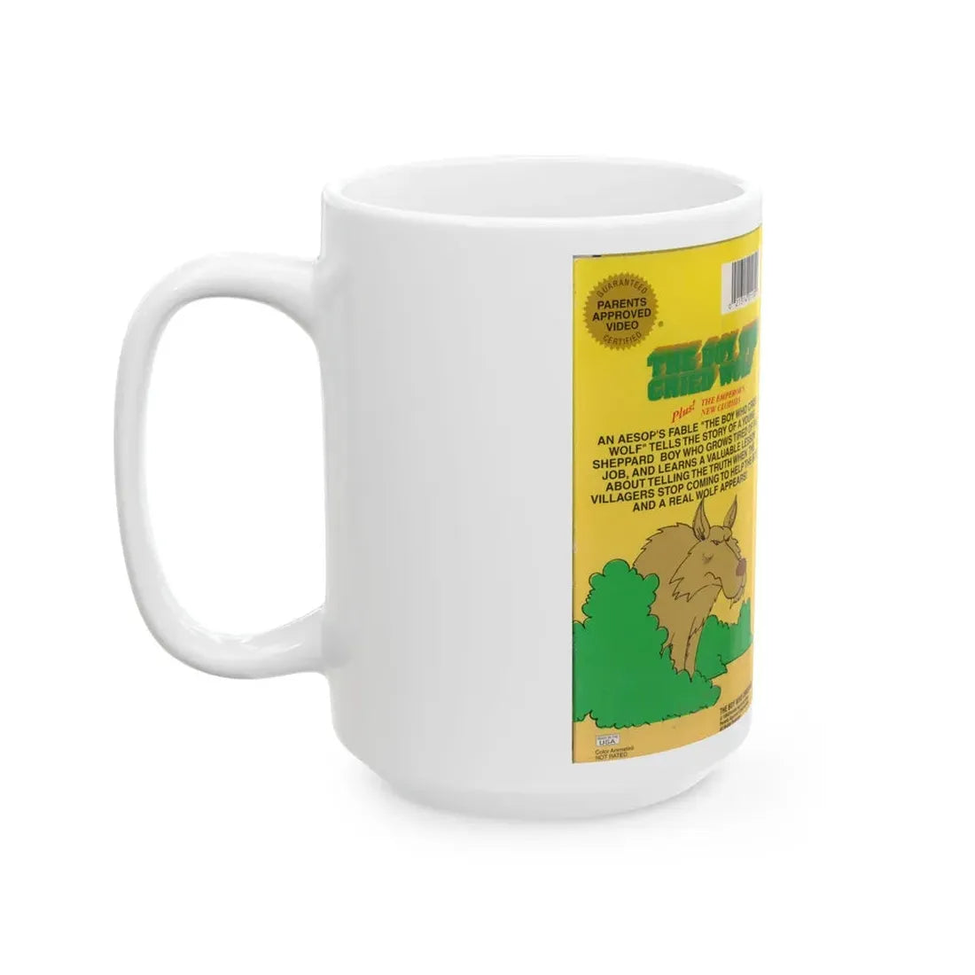 THE BOY WHO CRIED WOLF PLUS THE EMPERORS NEW CLOTHES (VHS COVER) - White Coffee Mug - Go Mug Yourself