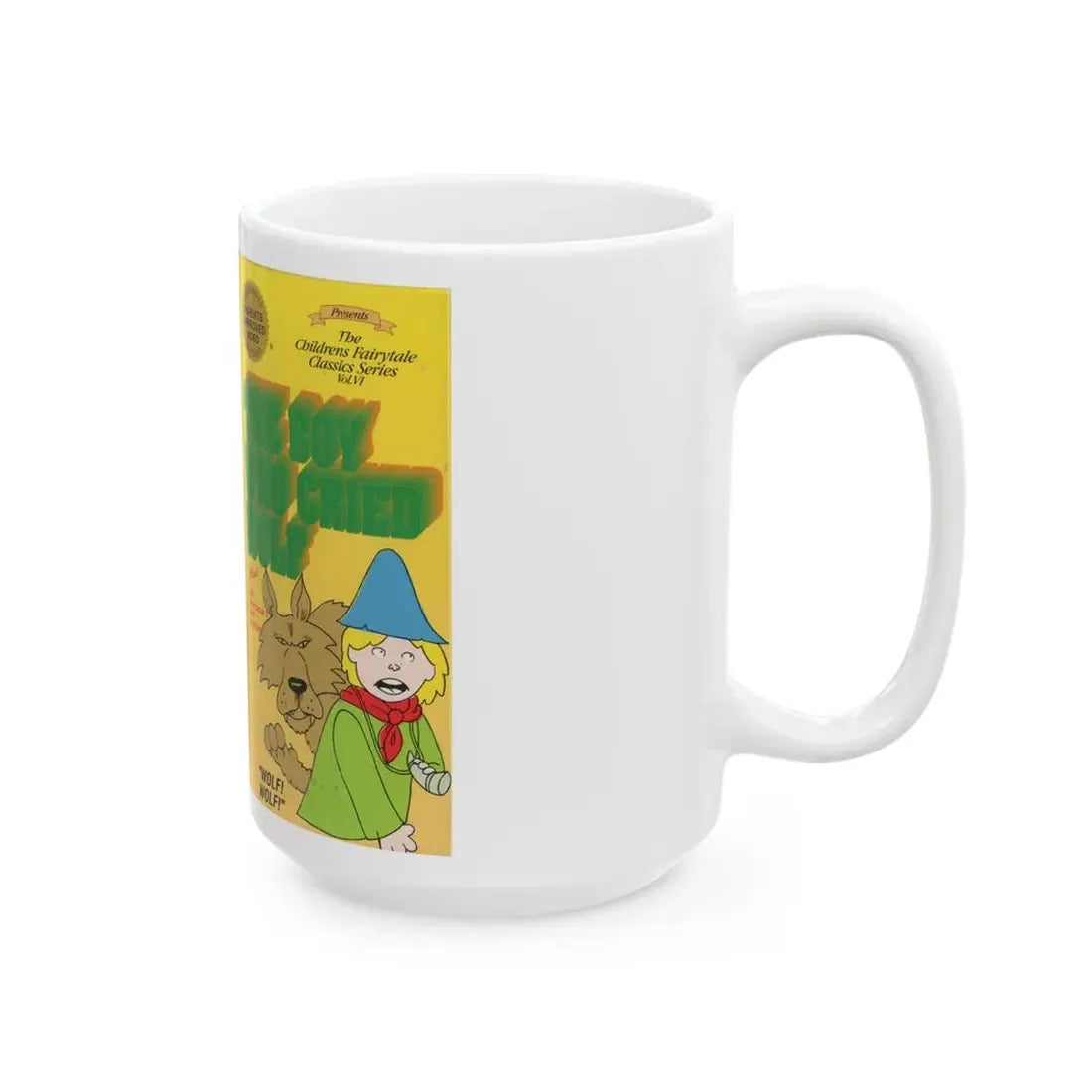 THE BOY WHO CRIED WOLF PLUS THE EMPERORS NEW CLOTHES (VHS COVER) - White Coffee Mug - Go Mug Yourself