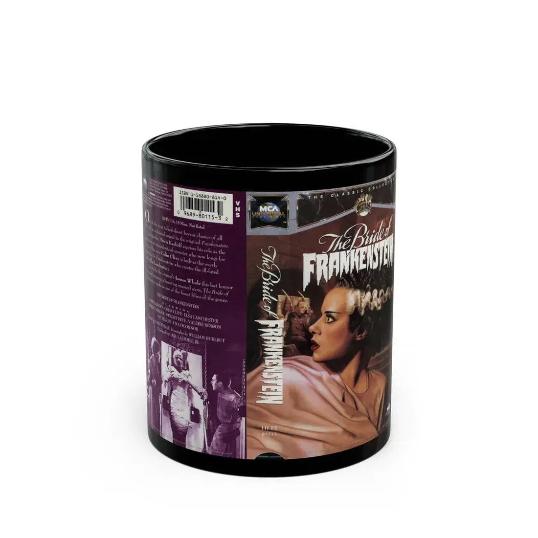 THE BRIDE OF FRANKENSTEIN (VHS COVER) - Black Coffee Mug 11oz - Go Mug Yourself