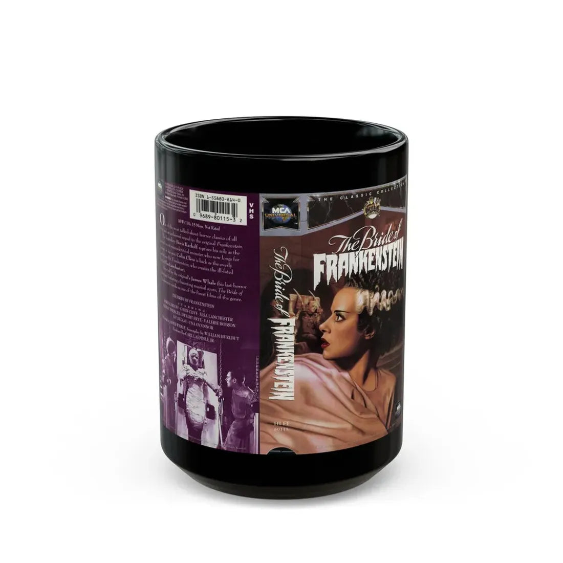THE BRIDE OF FRANKENSTEIN (VHS COVER) - Black Coffee Mug 15oz - Go Mug Yourself