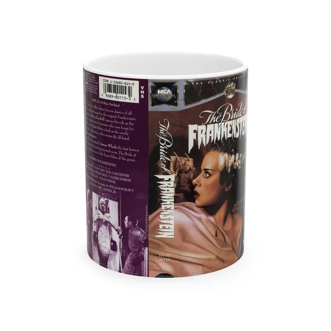 THE BRIDE OF FRANKENSTEIN (VHS COVER) - White Coffee Mug 11oz - Go Mug Yourself