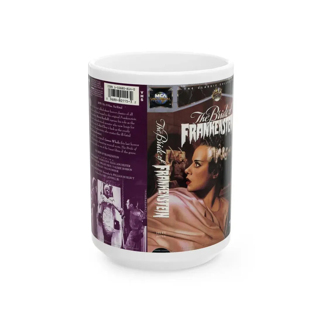 THE BRIDE OF FRANKENSTEIN (VHS COVER) - White Coffee Mug 15oz - Go Mug Yourself
