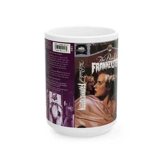 THE BRIDE OF FRANKENSTEIN (VHS COVER) - White Coffee Mug 15oz - Go Mug Yourself