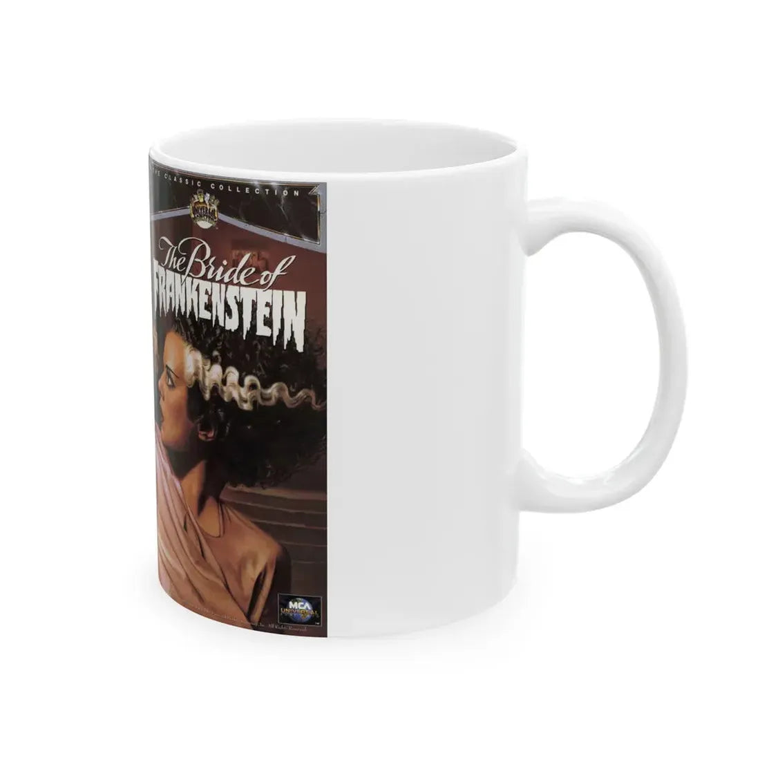 THE BRIDE OF FRANKENSTEIN (VHS COVER) - White Coffee Mug - Go Mug Yourself
