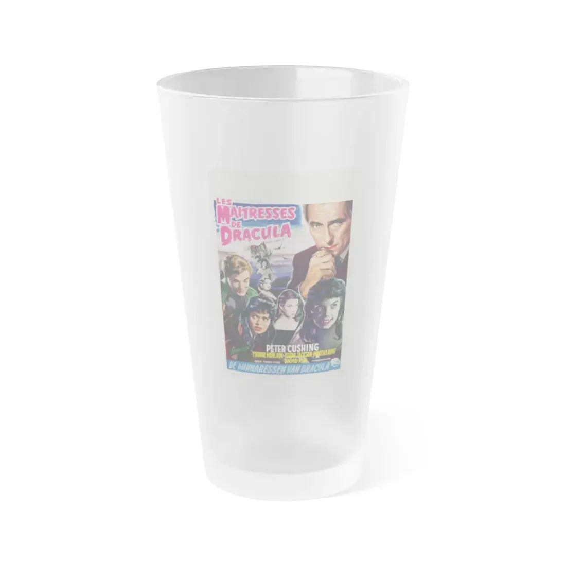 THE BRIDES OF DRACULA (BELGIAN) 1960 Movie Poster - Frosted Pint Glass 16oz Default Title - Go Mug Yourself