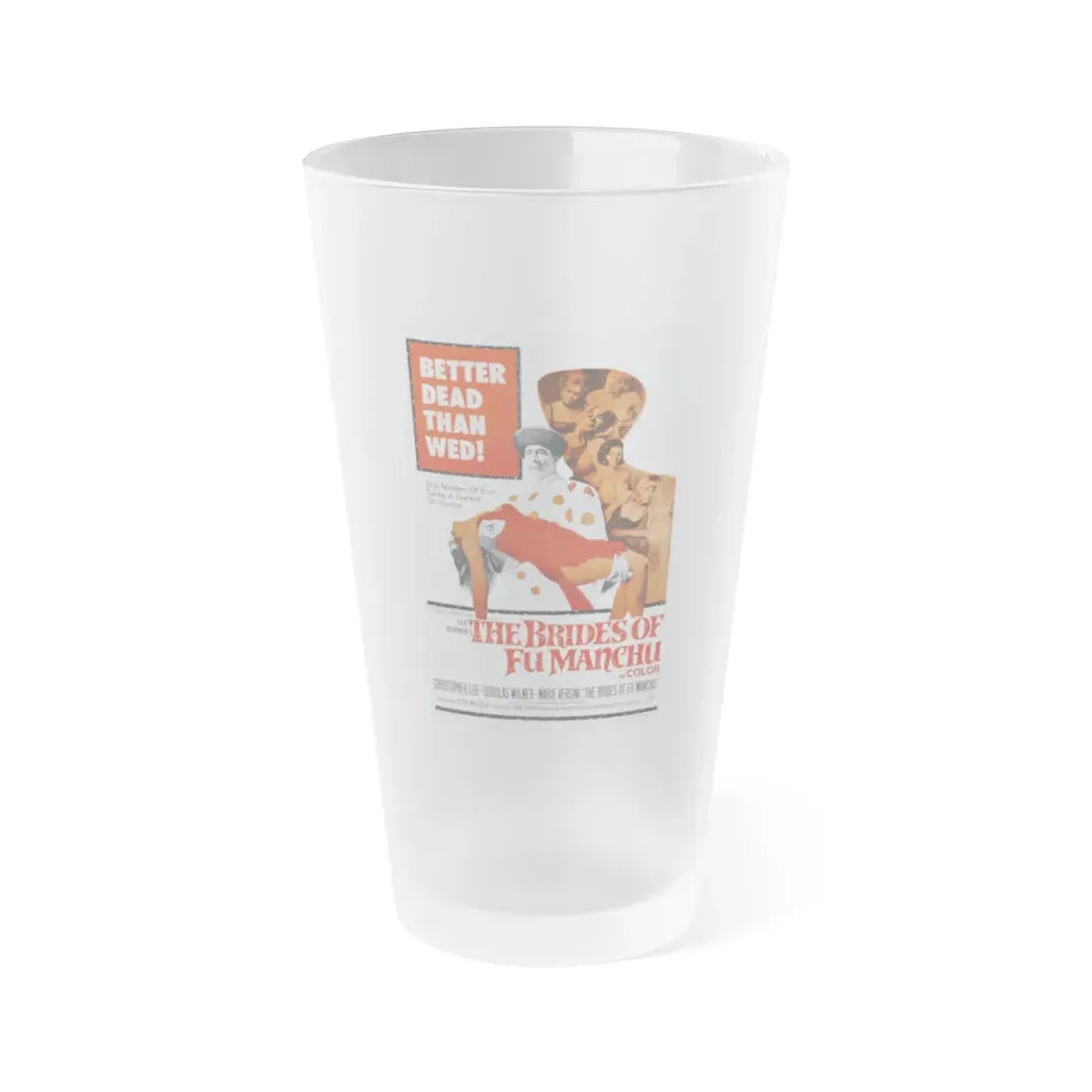 THE BRIDES OF FU MANCHU 1966 Movie Poster - Frosted Pint Glass 16oz Default Title - Go Mug Yourself