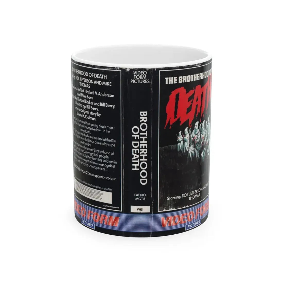 THE BROTHERHOOD OF DEATH (VHS COVER) - White Coffee Mug 11oz - Go Mug Yourself