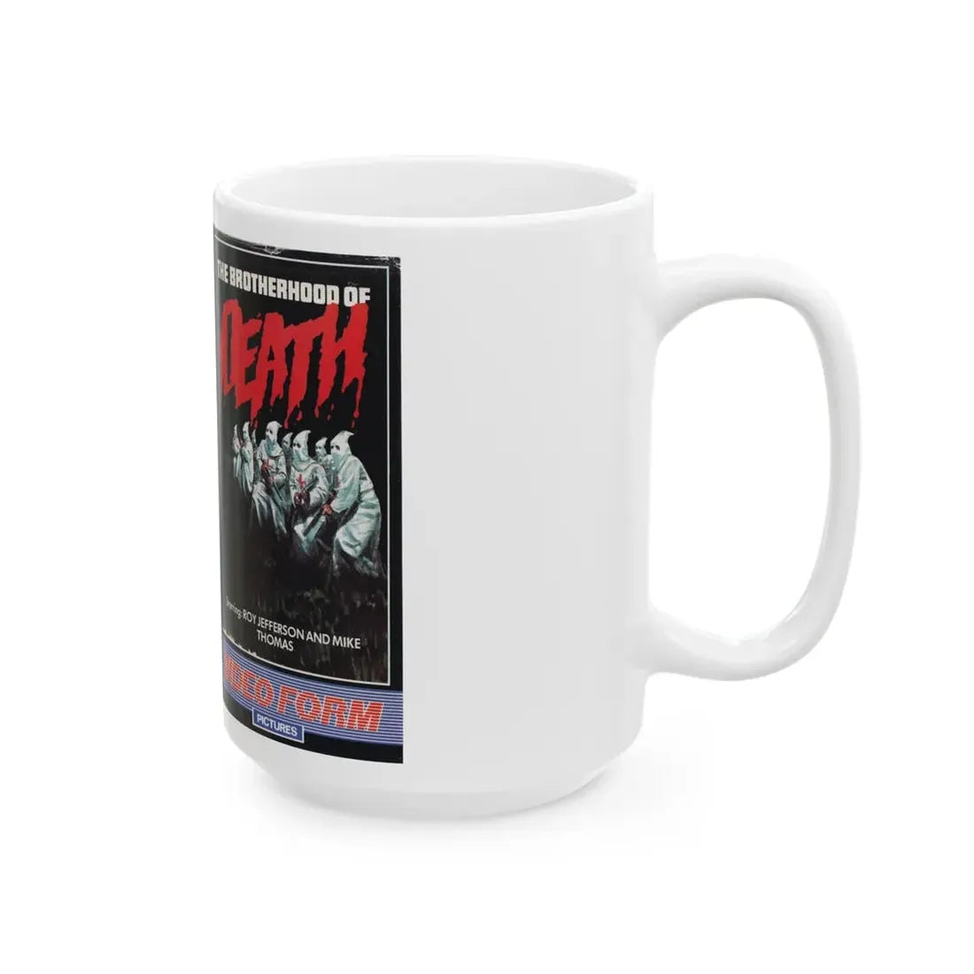 THE BROTHERHOOD OF DEATH (VHS COVER) - White Coffee Mug - Go Mug Yourself