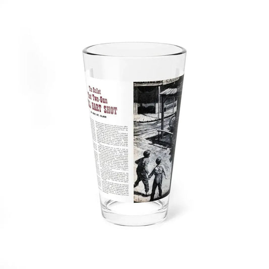 The Bullet That Two-Gun Bill Hart Shot, Bluebook for Men, June 1955 (Magazine Illustration) Pint Glass 16oz 16oz - Go Mug Yourself