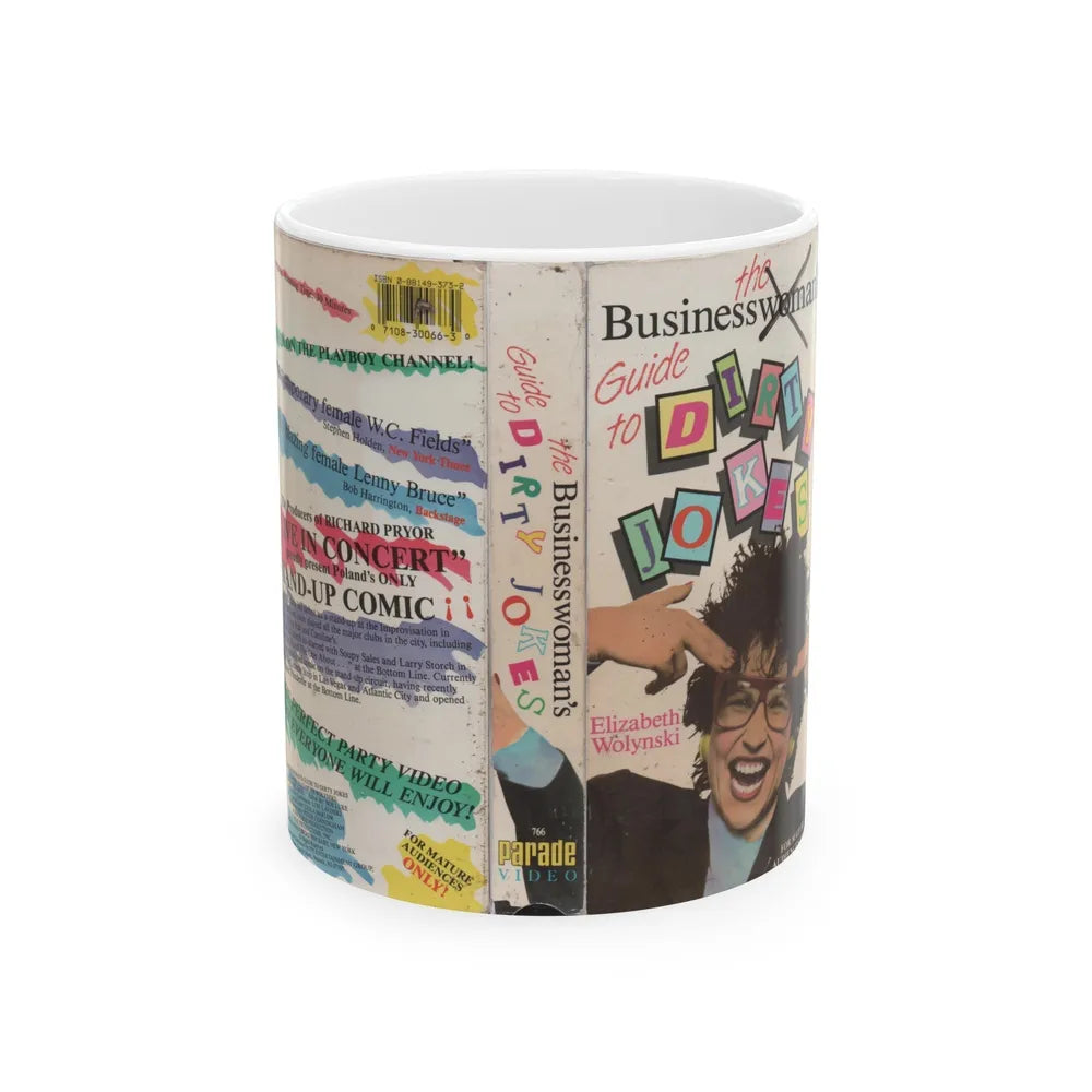 THE BUSINESS WOMANS GUIDE TO DIRTY JOKES (VHS COVER) - White Coffee Mug-11oz-Go Mug Yourself