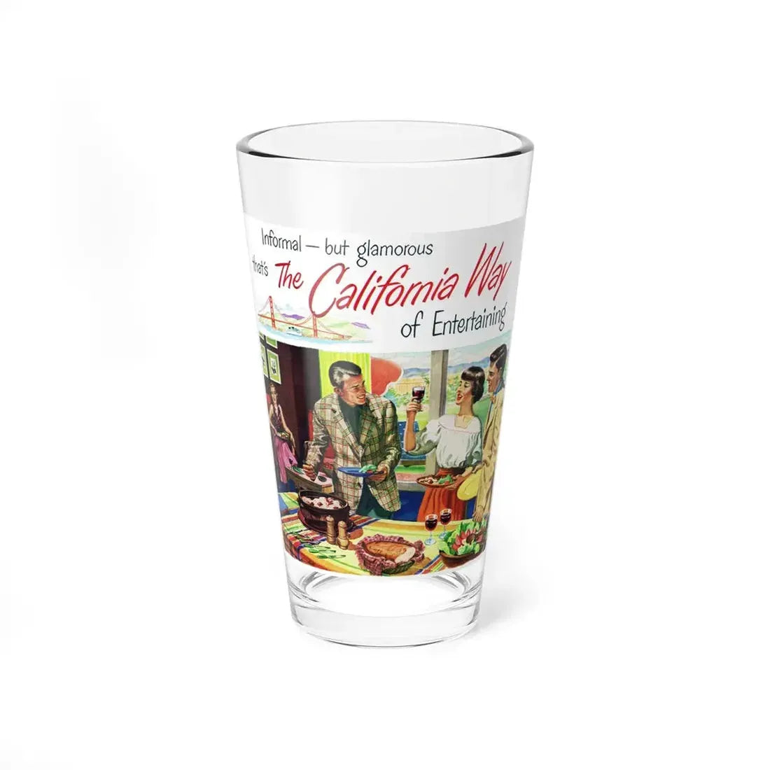 The California Way of Entertaining adv, 1950 (Magazine Illustration) Pint Glass 16oz 16oz - Go Mug Yourself