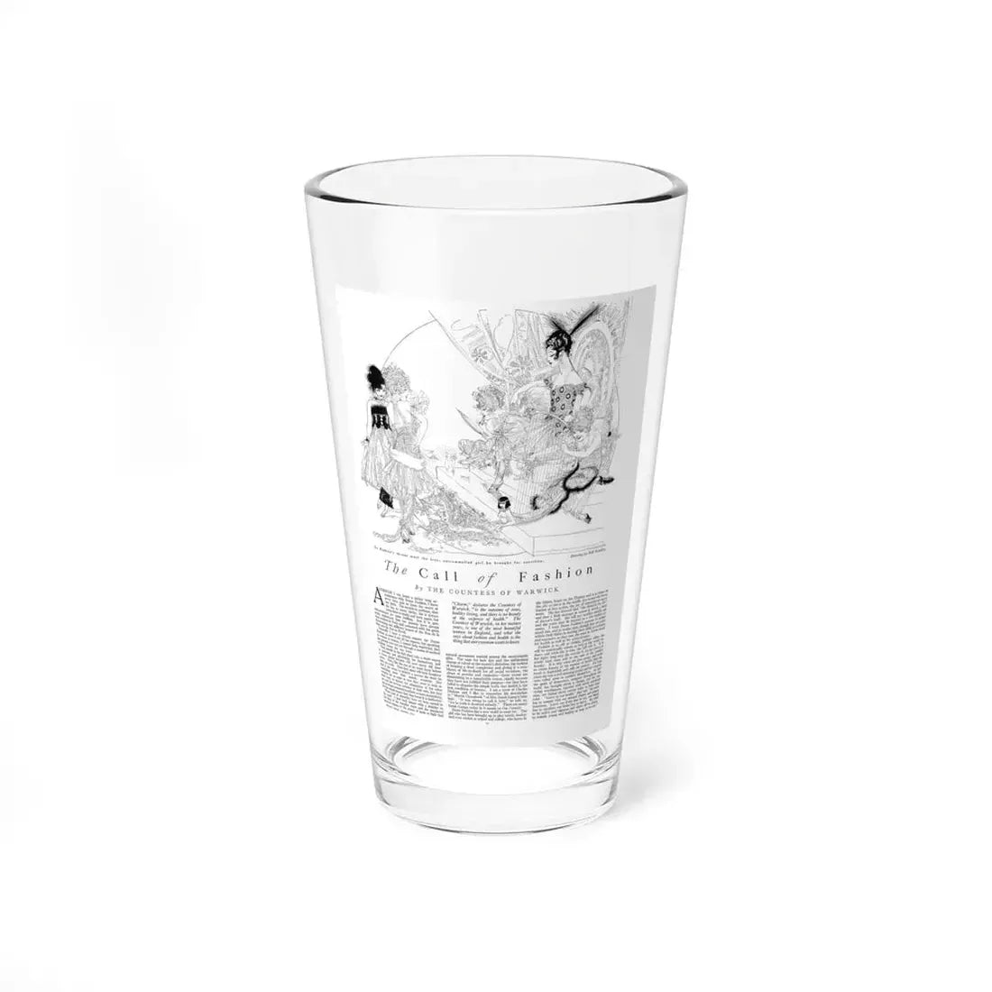 The Call of Fashion, Harper's Bazaar, January 1915 (Magazine Illustration) Pint Glass 16oz 16oz - Go Mug Yourself