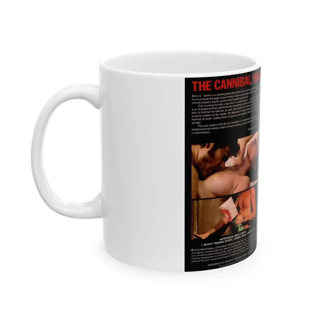 THE CANNIBAL MAN (VHS COVER) - White Coffee Mug - Go Mug Yourself