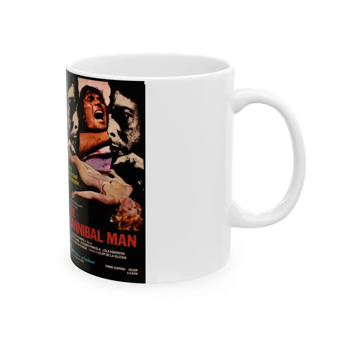 THE CANNIBAL MAN (VHS COVER) - White Coffee Mug - Go Mug Yourself