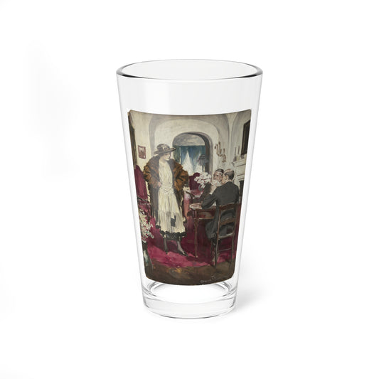 The Card Game, Saturday Evening Post illustration (Magazine Illustration) Pint Glass 16oz-16oz-Go Mug Yourself