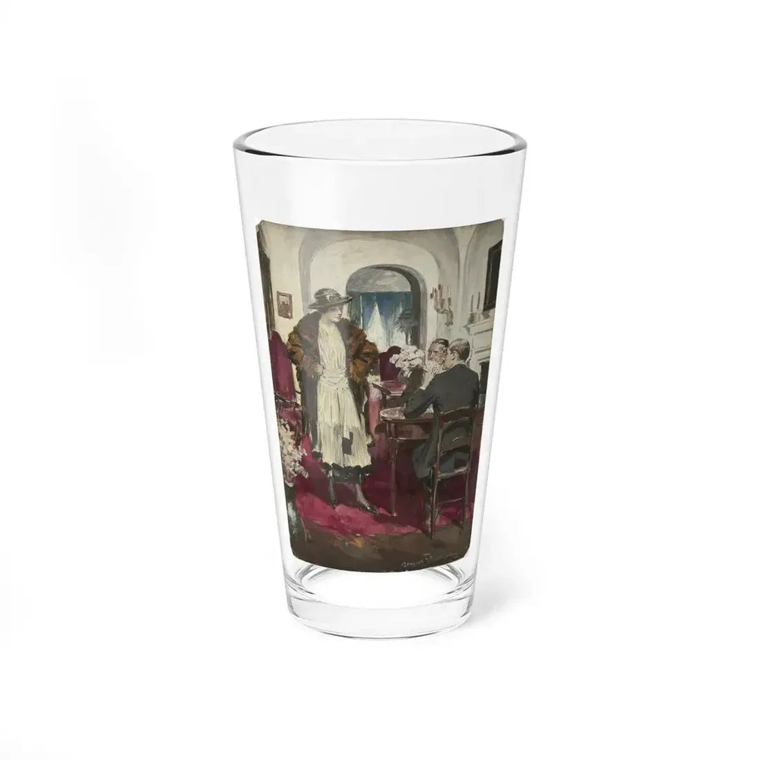 The Card Game, Saturday Evening Post illustration (Magazine Illustration) Pint Glass 16oz 16oz - Go Mug Yourself