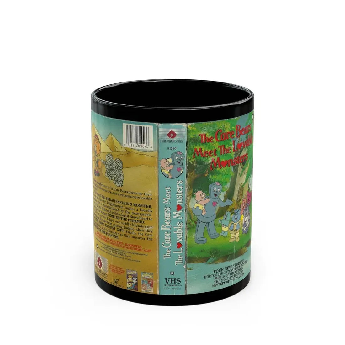 THE CARE BEARS MEET THE LOVABLE MONSTERS (VHS COVER) - Black Coffee Mug 11oz - Go Mug Yourself