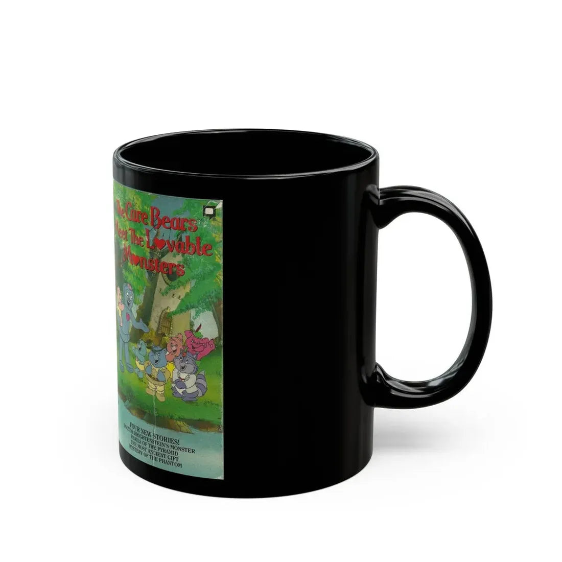 THE CARE BEARS MEET THE LOVABLE MONSTERS (VHS COVER) - Black Coffee Mug - Go Mug Yourself