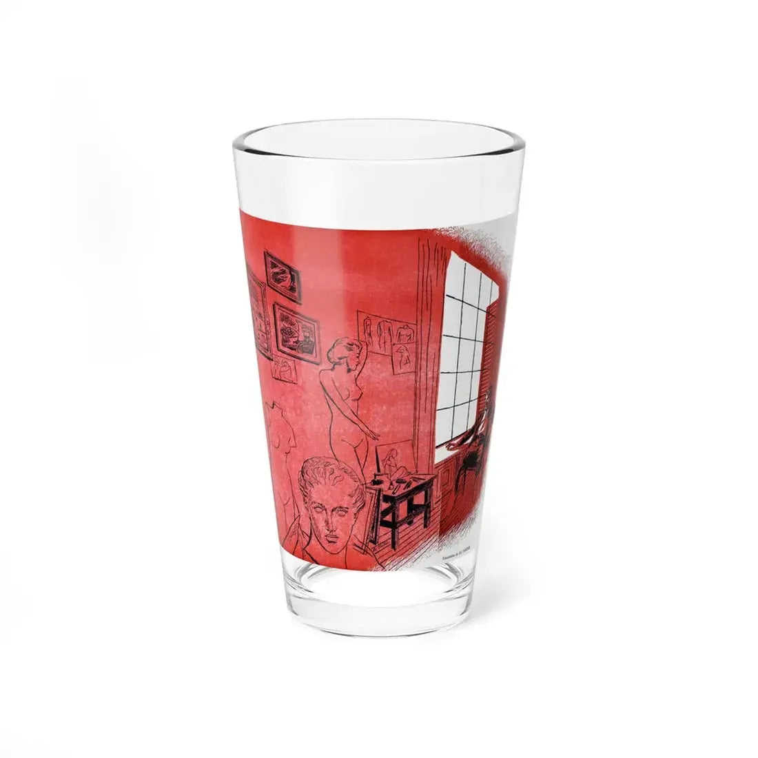 The Case of the Artist's Wife, Bluebook, August 1952 (Magazine Illustration) Pint Glass 16oz 16oz - Go Mug Yourself