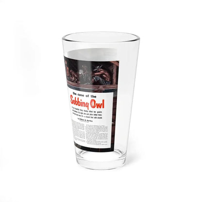 The Case of the Sobbing Owl (1), Cavalier magazine, April 1954 (Magazine Illustration) Pint Glass 16oz - Go Mug Yourself