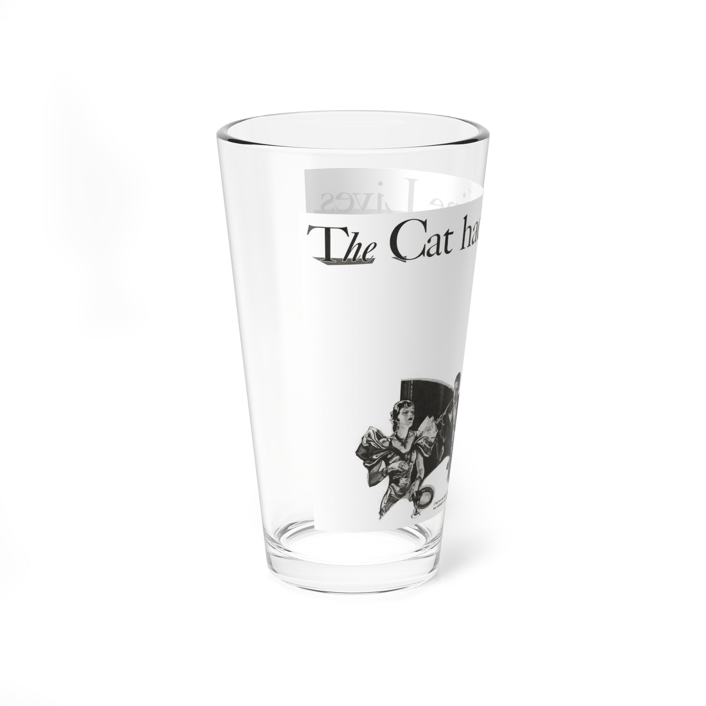 The Cat had Nine Lives, Cosmopolitan, January 1934 (Magazine Illustration) Pint Glass 16oz-Go Mug Yourself