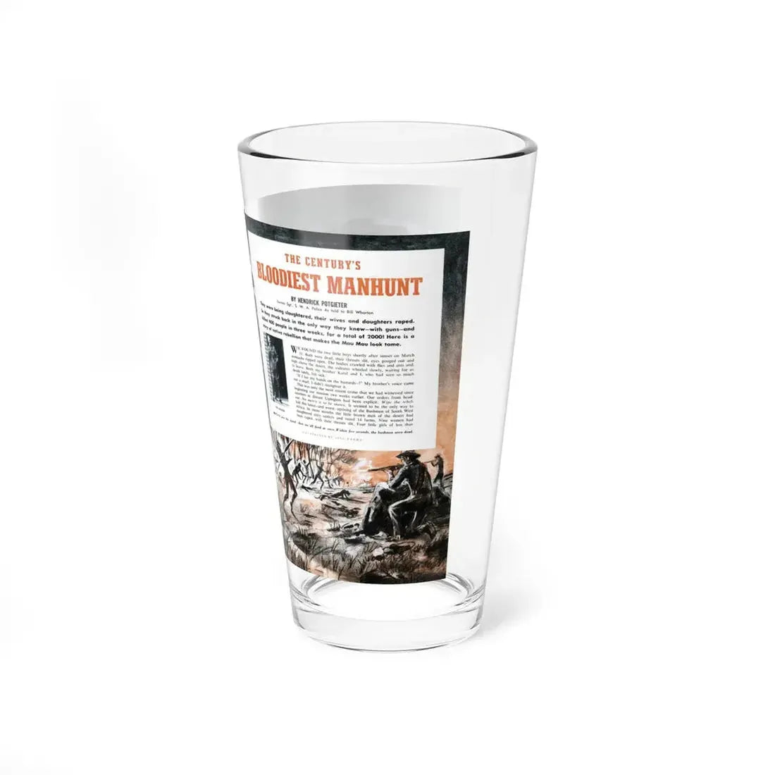 The Century's Bloodiest Manhunt, Outdoor Adventures, March 1956 (Magazine Illustration) Pint Glass 16oz - Go Mug Yourself