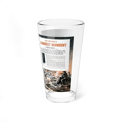 The Century's Bloodiest Manhunt, Outdoor Adventures, March 1956 (Magazine Illustration) Pint Glass 16oz - Go Mug Yourself
