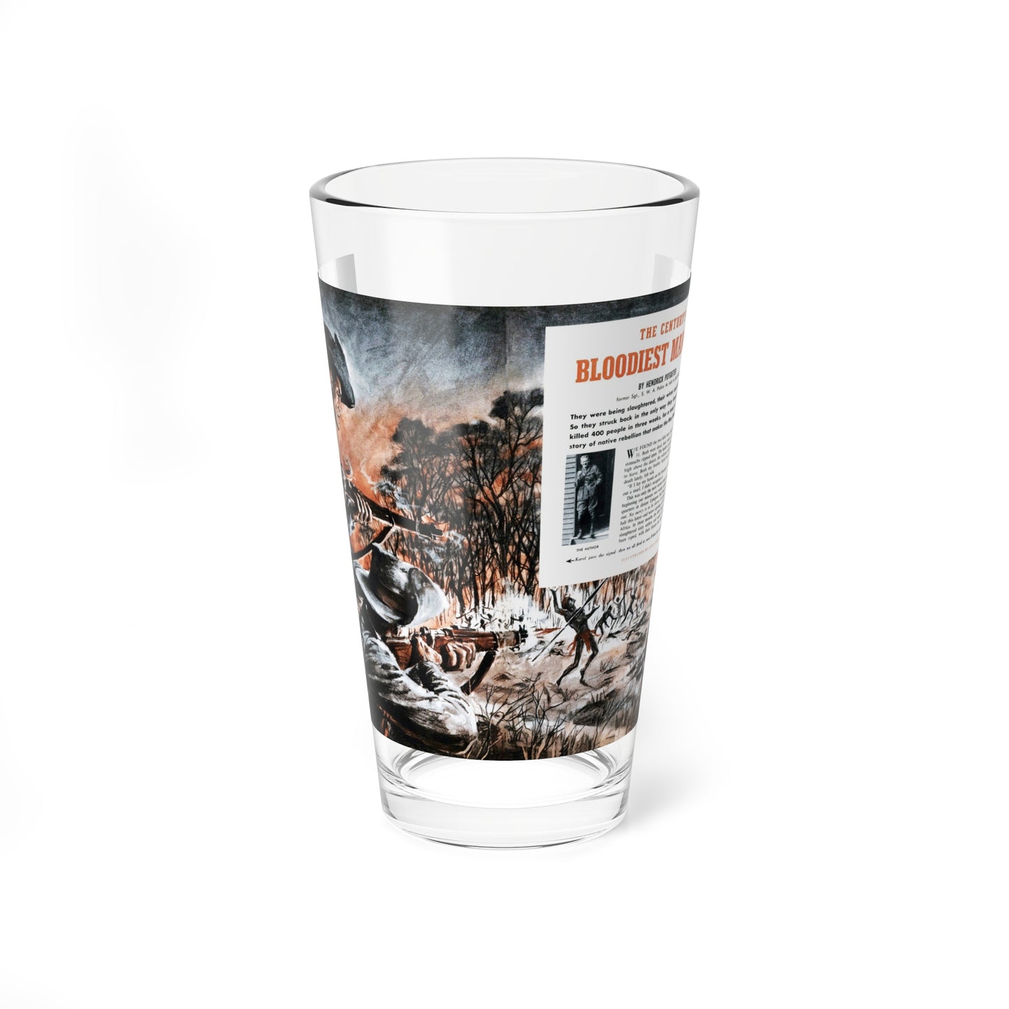 The Century's Bloodiest Manhunt, Outdoor Adventures, March 1956 (Magazine Illustration) Pint Glass 16oz-16oz-Go Mug Yourself