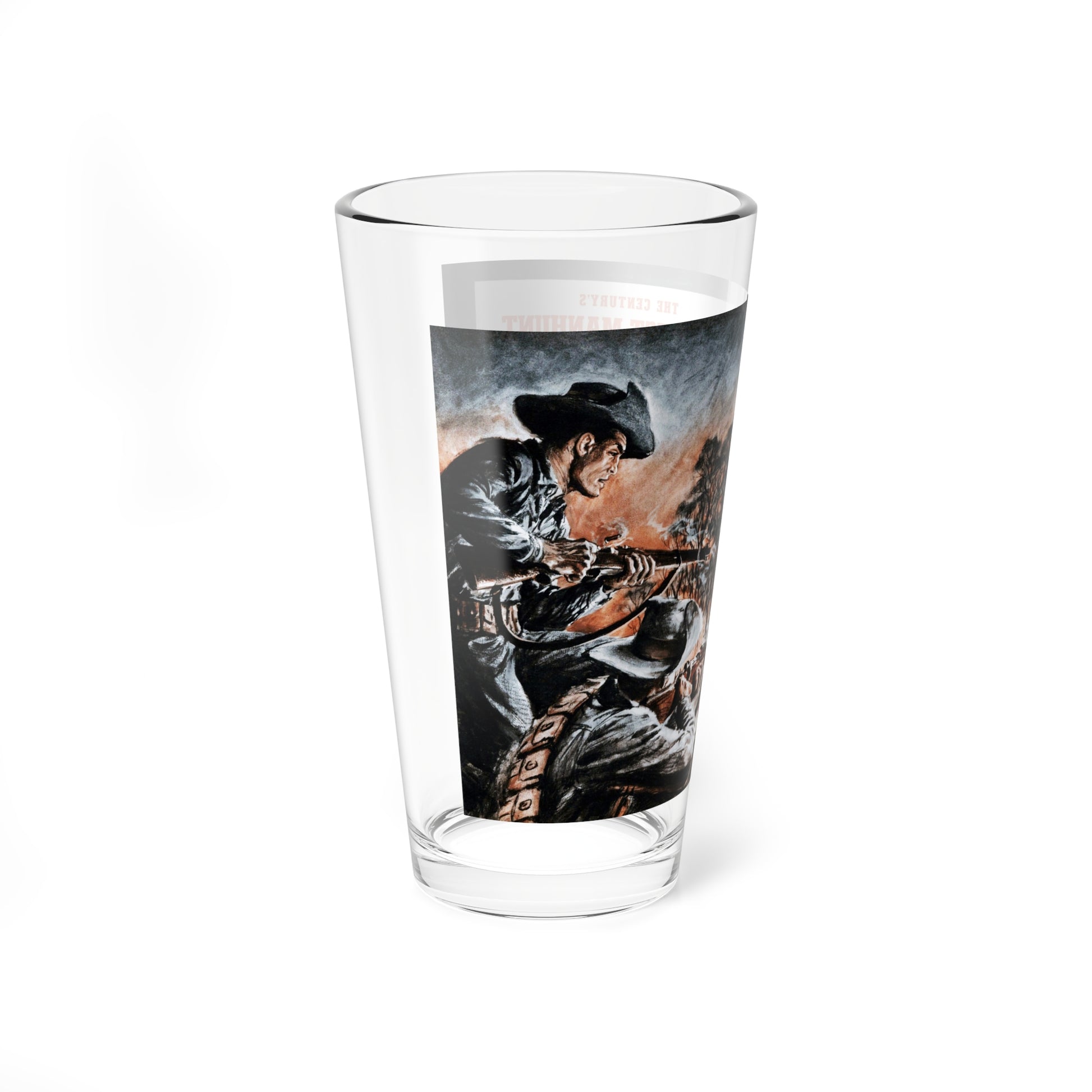 The Century's Bloodiest Manhunt, Outdoor Adventures, March 1956 (Magazine Illustration) Pint Glass 16oz-Go Mug Yourself