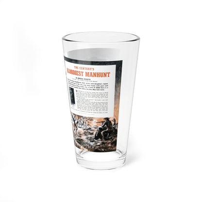 The Century's Bloodiest Manhunt, Outdoor Adventures, March 1956 (Magazine Illustration) Pint Glass 16oz-Go Mug Yourself