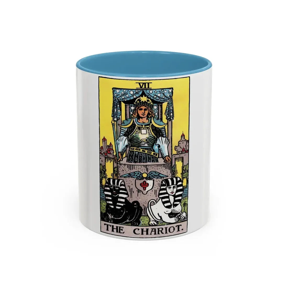 The Chariot (Tarot Card) Accent Coffee Mug 11oz Light Blue - Go Mug Yourself