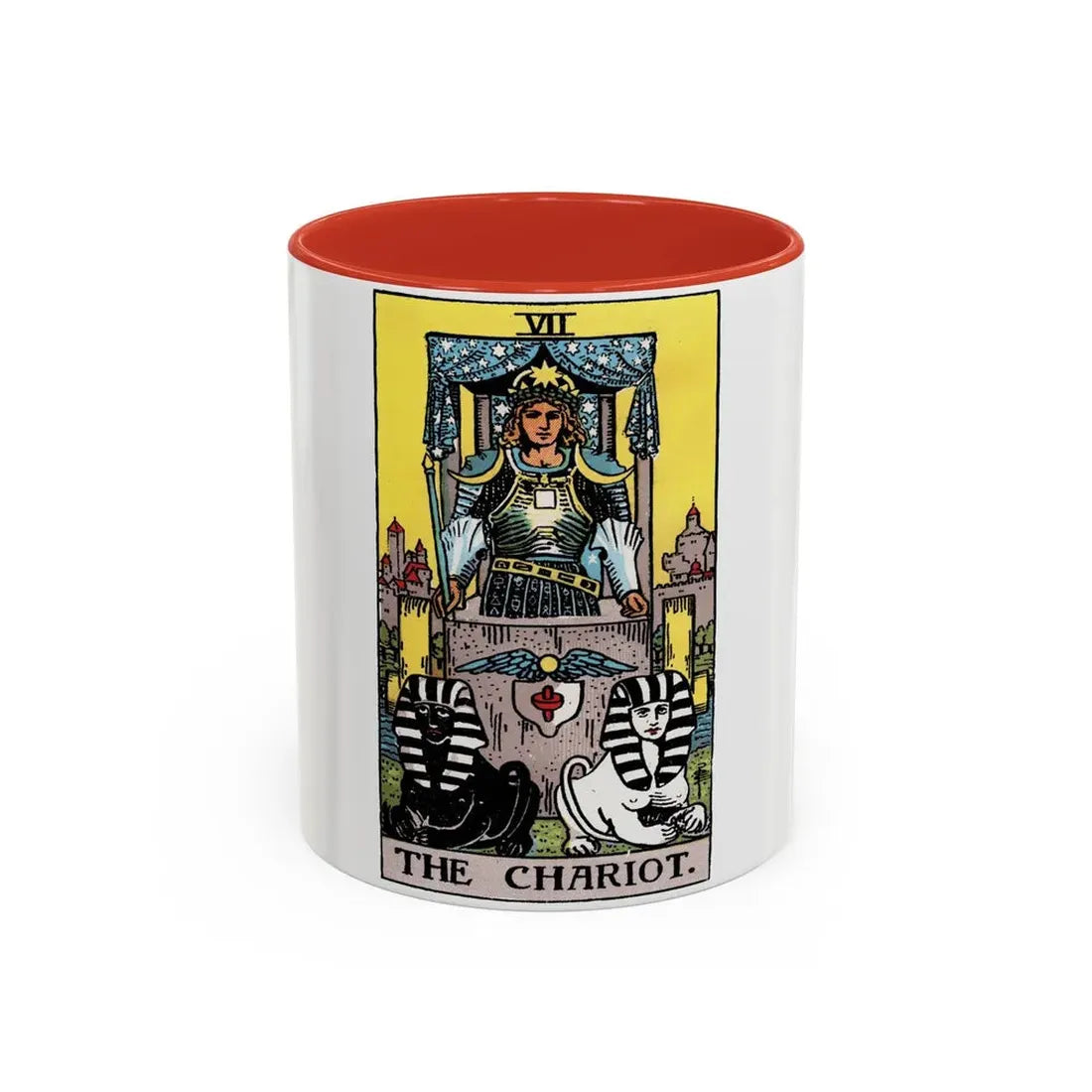 The Chariot (Tarot Card) Accent Coffee Mug 11oz Red - Go Mug Yourself