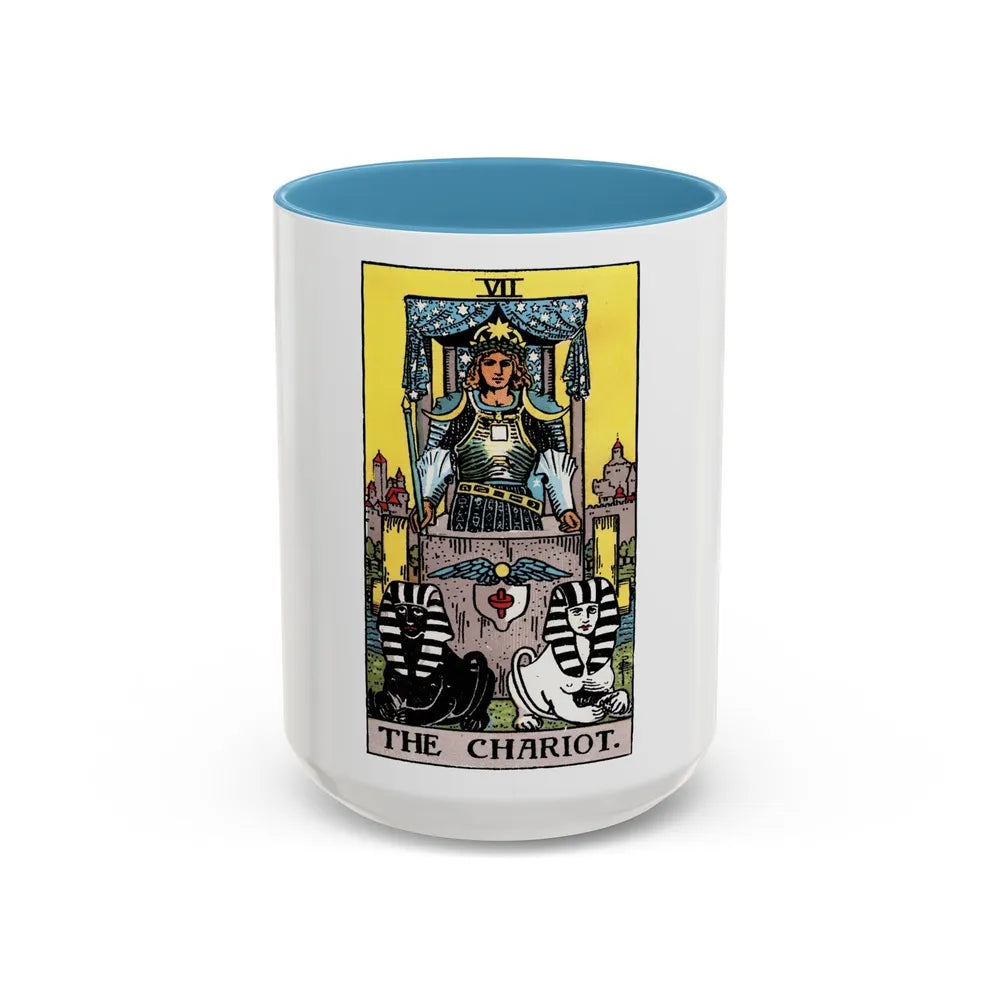 The Chariot (Tarot Card) Accent Coffee Mug-15oz-Light Blue-Go Mug Yourself