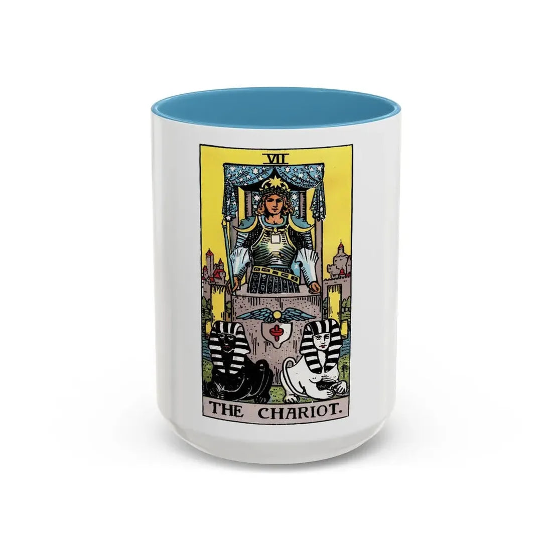 The Chariot (Tarot Card) Accent Coffee Mug 15oz Light Blue - Go Mug Yourself