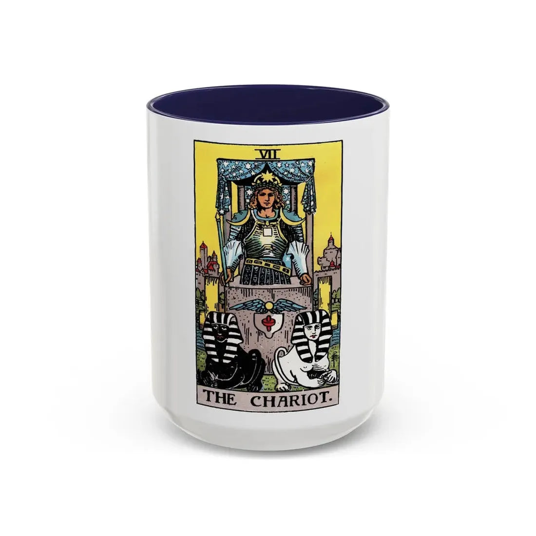 The Chariot (Tarot Card) Accent Coffee Mug 15oz Navy - Go Mug Yourself