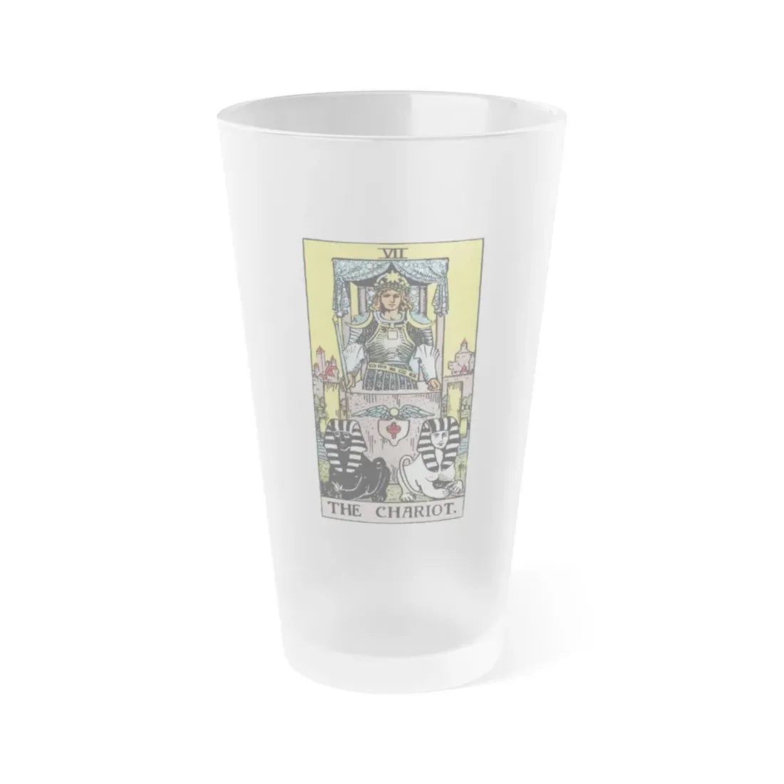 The Chariot (Tarot Card) Frosted Pint Glass 16oz Default Title - Go Mug Yourself