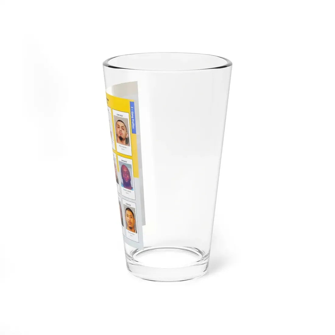 The Chicago Gang Book Page 101 - Latin Kings Members (Tank, Triste, Happy, Sinister, Green Eyes, Rambo, Spooky, Indio, Puppet) - Pint Glass 16oz - Go Mug Yourself