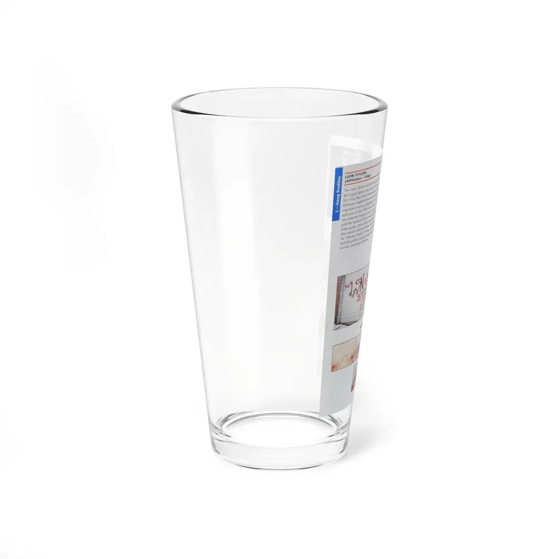 The Chicago Gang Book Page 110 - Latin Stylers Identifiers - Pint Glass 16oz - Go Mug Yourself