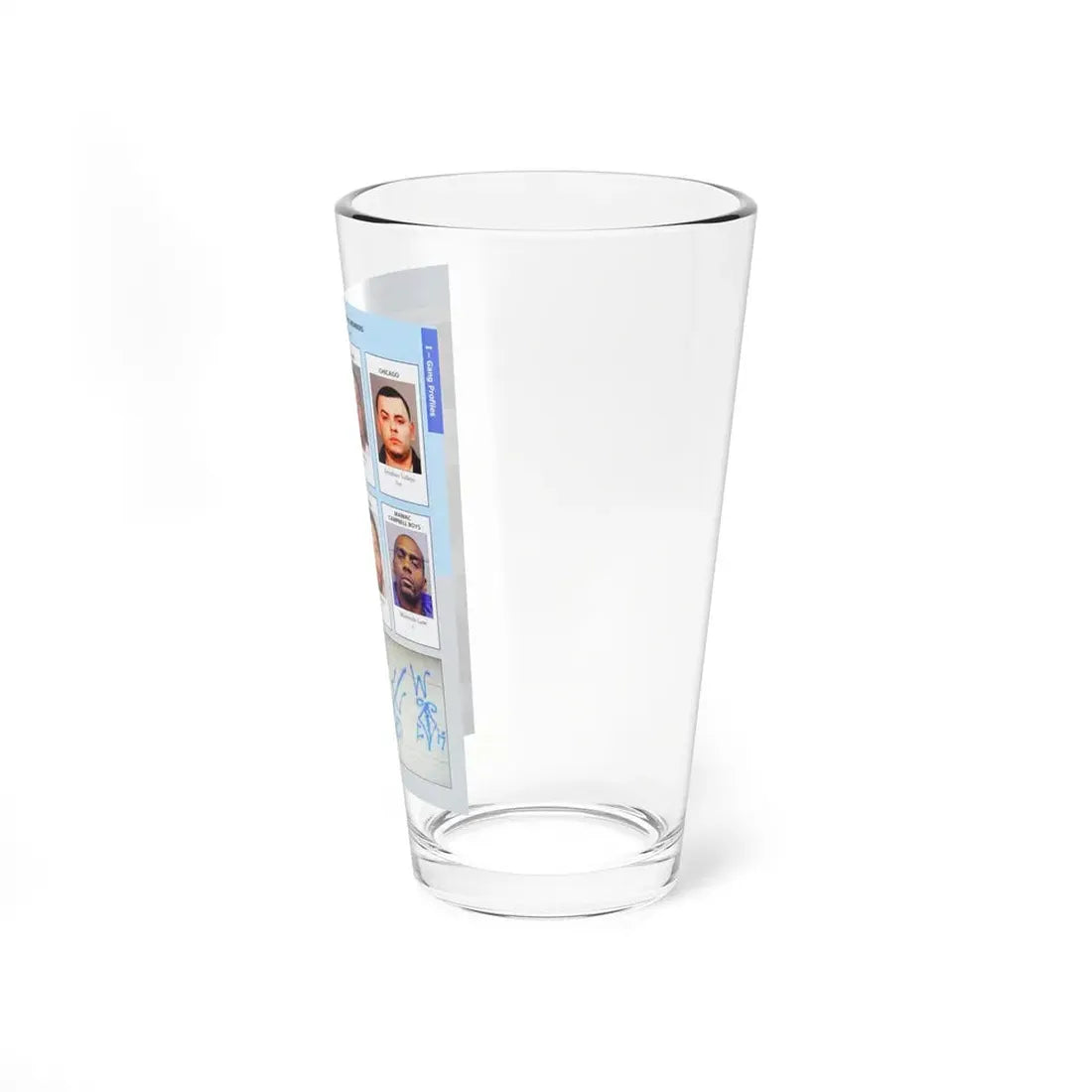 The Chicago Gang Book Page 115 - Maniac Latin Disciples Members (Capone, Gonzo, Fable, Bam, Flop, Hecdog) - Pint Glass 16oz - Go Mug Yourself