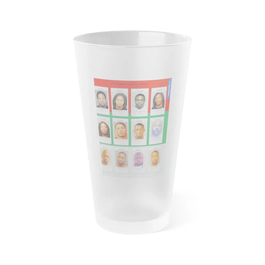 The Chicago Gang Book Page 117 - Mickey Cobras Members (Hajji, Pretty Rick, Bay Zoo, Arrow, Ghost, Dez) - Frosted Pint Glass 16oz-16oz-Frosted-Go Mug Yourself