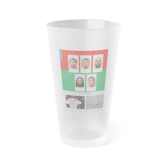 The Chicago Gang Book Page 118 - Mickey Cobras Members (Maniac, Nardo, 051 Melly) - Frosted Pint Glass 16oz-16oz-Frosted-Go Mug Yourself