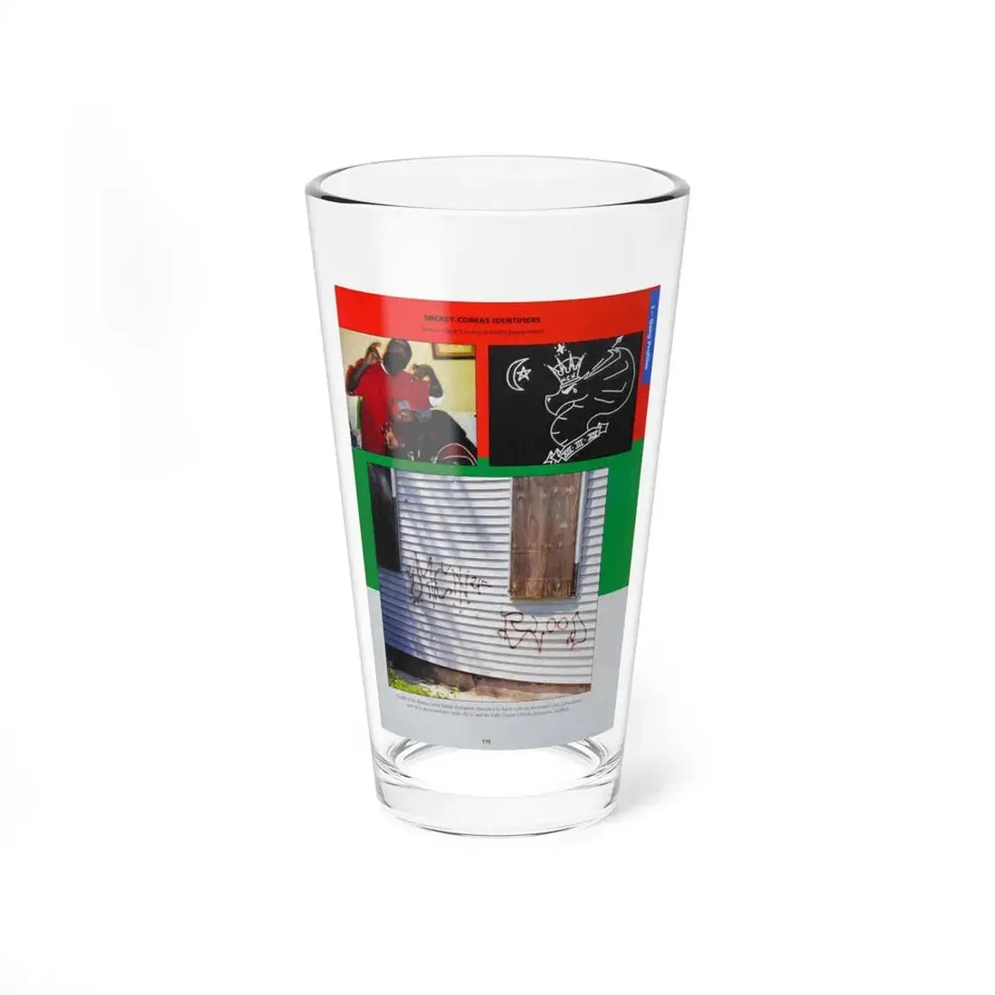 The Chicago Gang Book Page 119 - Mickey Cobras Identifiers - Pint Glass 16oz - Go Mug Yourself
