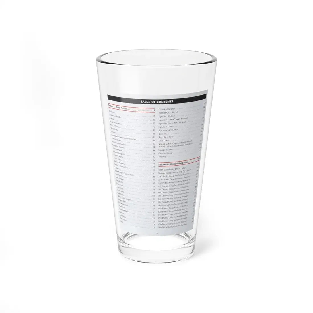 The Chicago Gang Book Page 12 - Pint Glass 16oz 16oz - Go Mug Yourself
